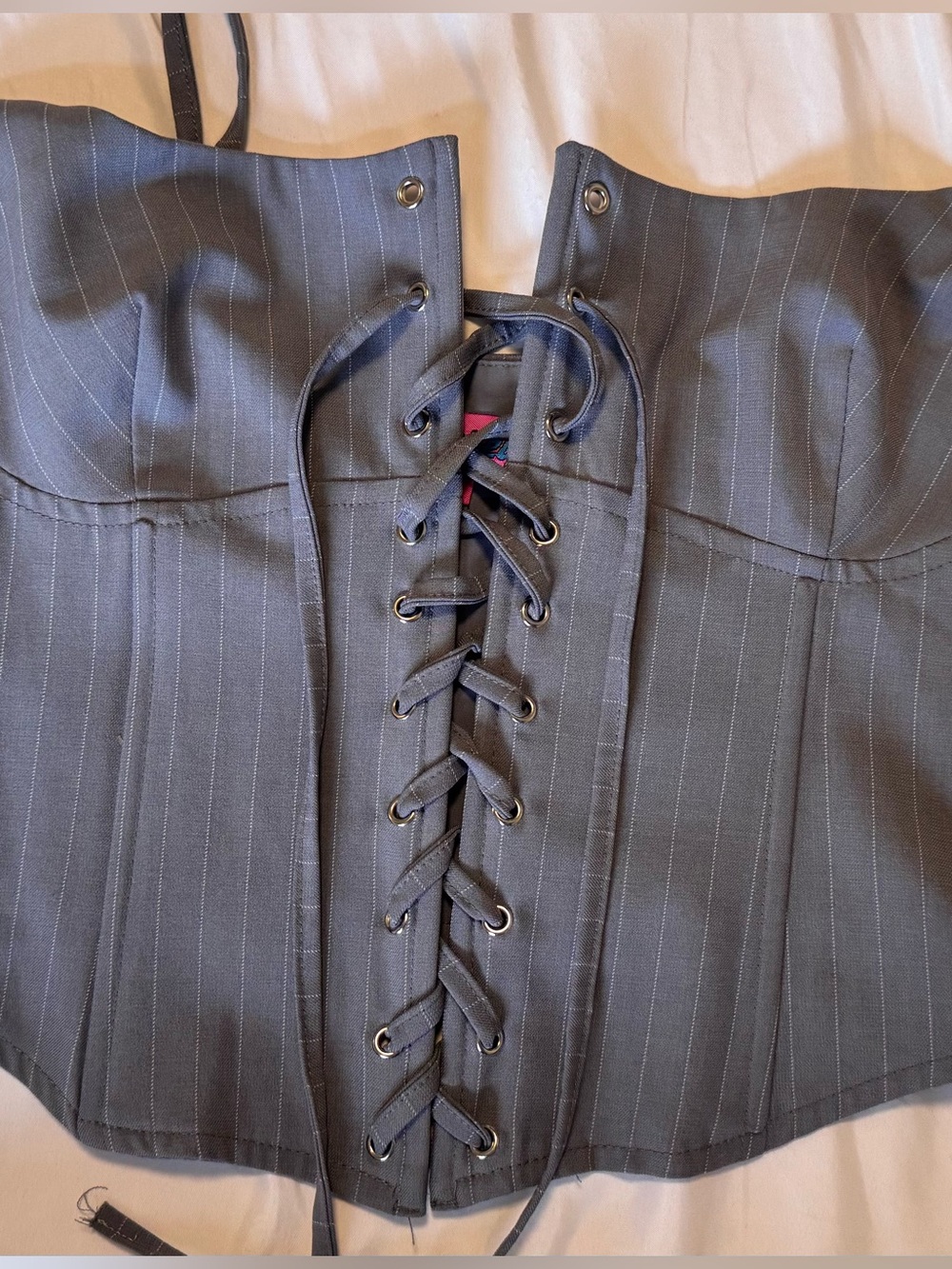 Edikted Grey Top with Pink Logo Label